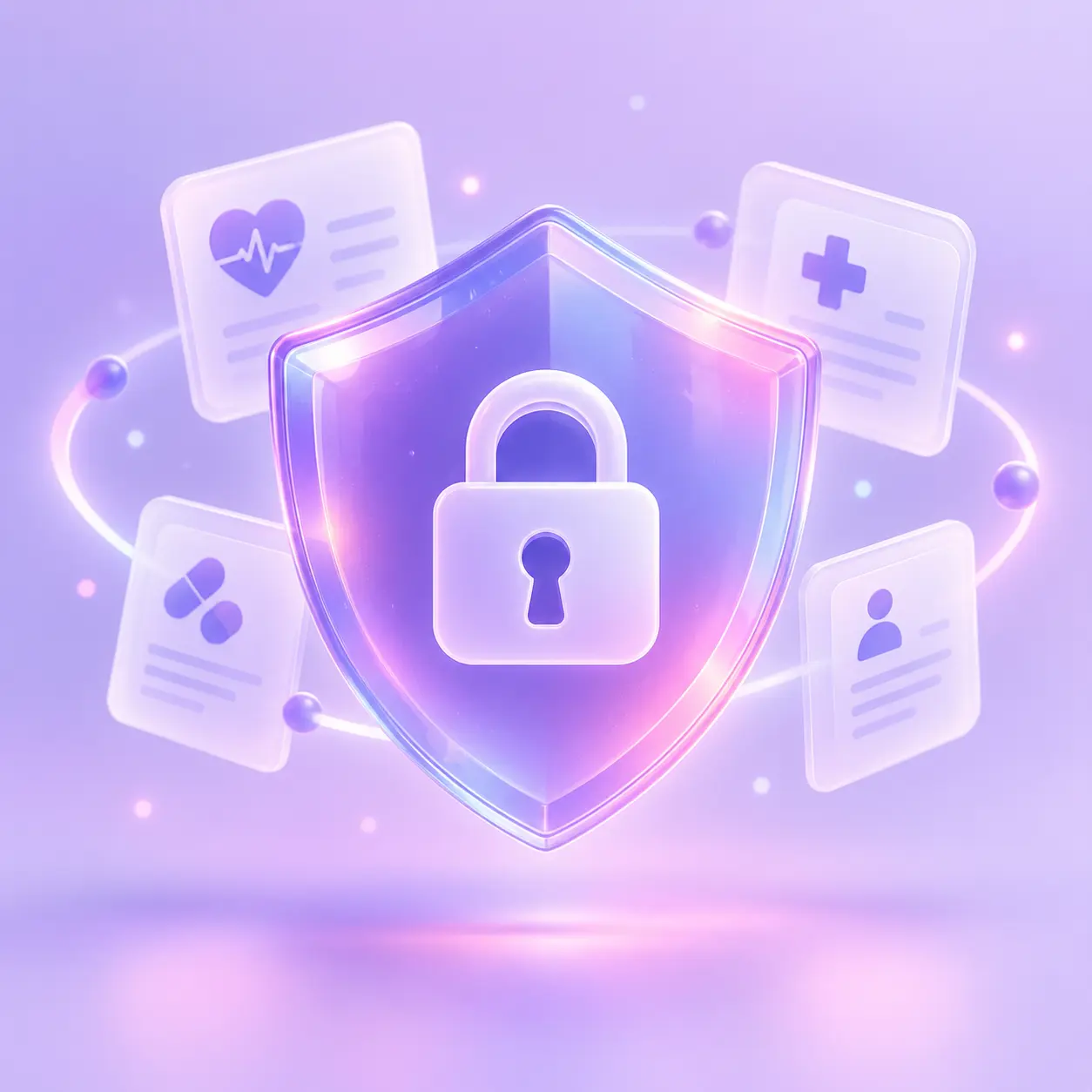 Escudo y candado que representan la protección de los datos sanitarios